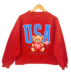'USA' TEDDY BEAR WOMEN'S BOXY PULLOVER