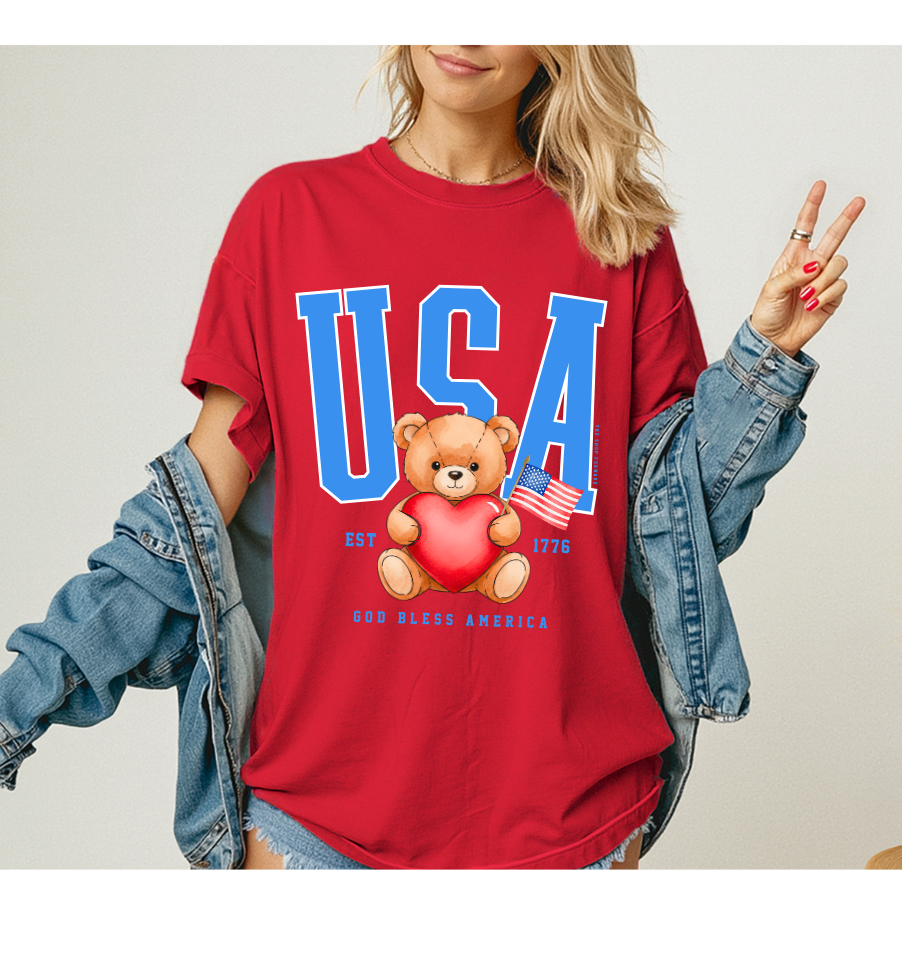 'USA' TEDDY BEAR UNISEX TEE