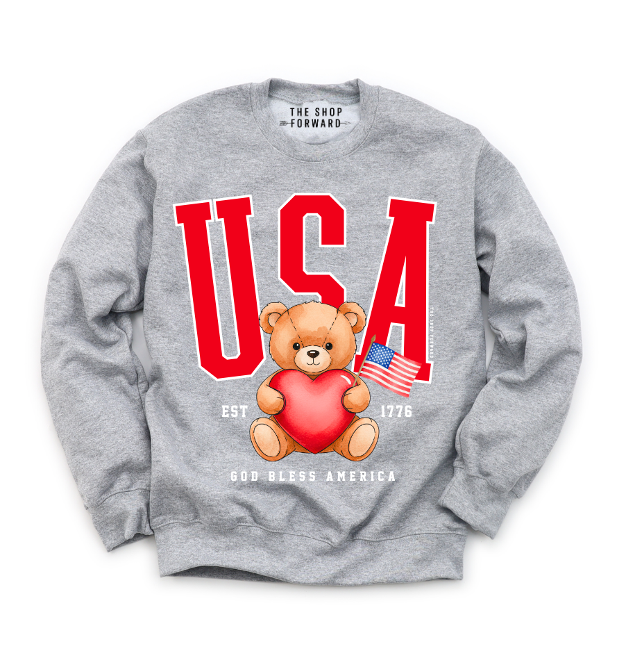 'USA' TEDDY BEAR UNISEX PULLOVER