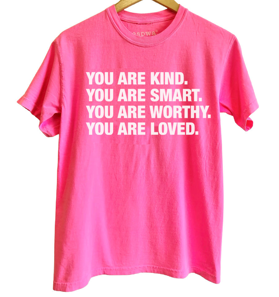 4 Things® Affirmation Relaxed Fit Tee - Neon Pink