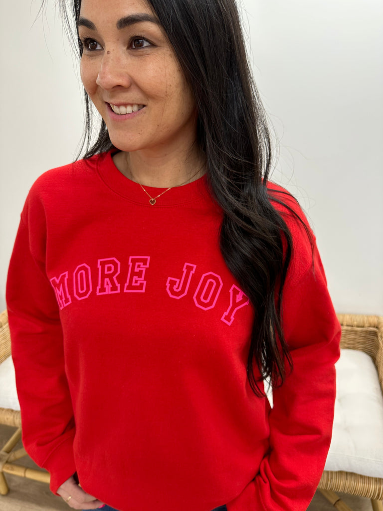 MORE JOY Unisex Pullover - Red + Neon Pink