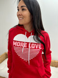 'MORE LOVE' Heart Unisex Soft Fleece Hoodie - Red