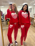 'MORE LOVE' Heart Unisex Soft Fleece Jogger Sweatpants - Red