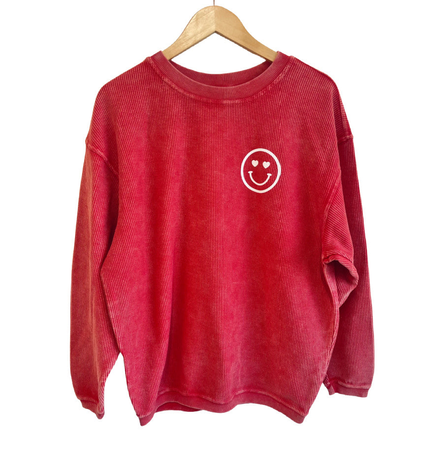 'YOU ARE LOVED' HAPPY FACE UNISEX CORDED CREW