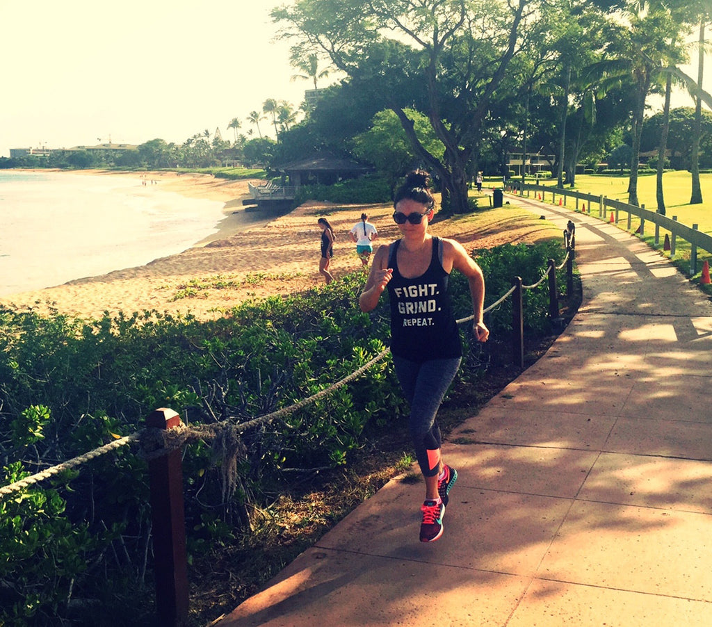 FIGHT. GRIND. REPEAT. Women's Racerback Tank Top - HEATHER GREY