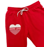 'MORE LOVE' Heart Unisex Soft Fleece Jogger Sweatpants - Red