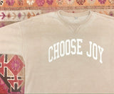 CHOOSE JOY Burnout Hi Lo Crew - Oatmeal