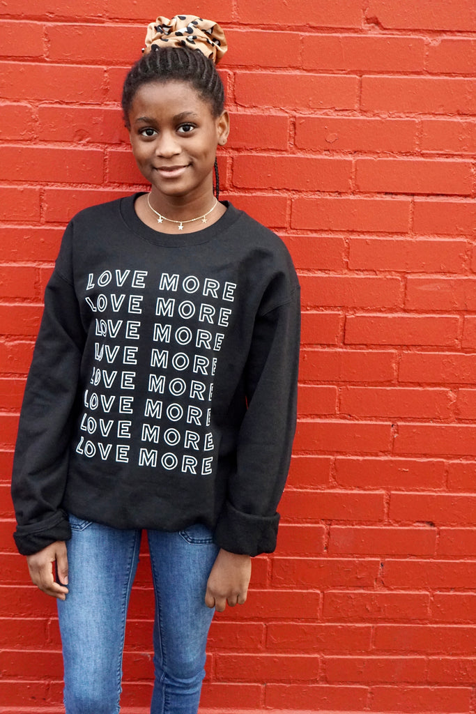 LOVE MORE Repeat Pullover Sweatshirt - Black