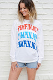 #PIMPINJOY Patriotic Collegiate Repeat Unisex Long Sleeve Tee - White