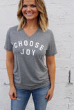 CHOOSE JOY Unisex V-Neck Tee - Grey