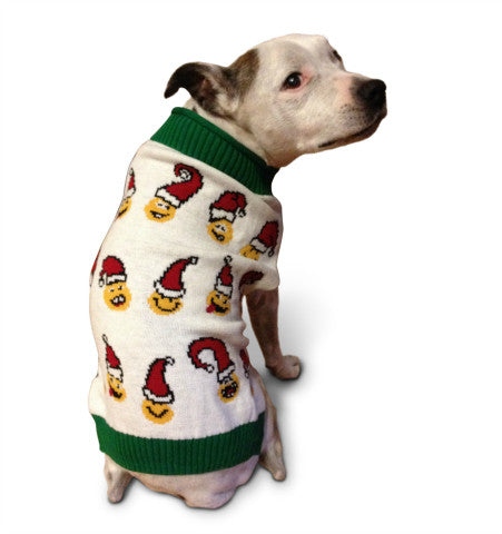 Ugly Christmas Dog Sweater - Santa Emojis