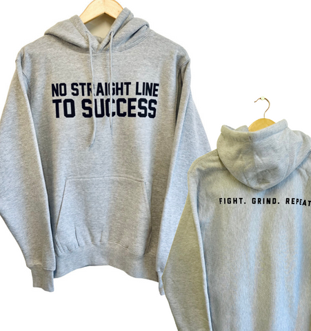 'NO STRAIGHT LINE TO SUCCESS' Unisex Grey Hoodie (2 Options)