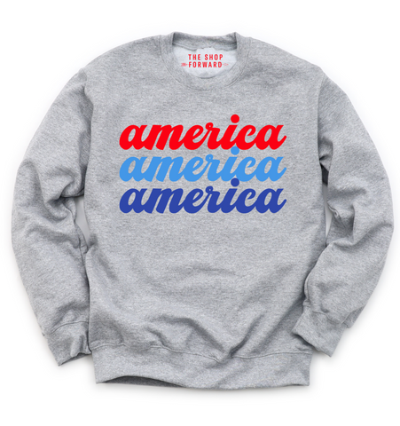 America Repeat Unisex Fleece Pullover - Grey