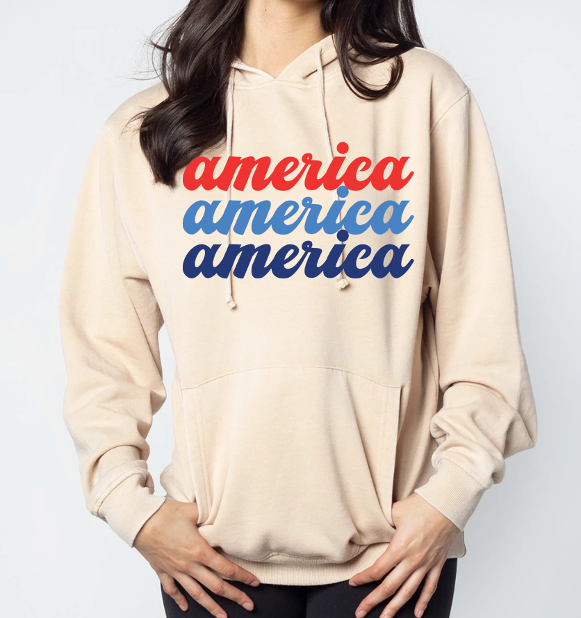 America Repeat Burnout Hoodie - Oatmeal