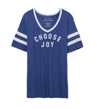 CHOOSE JOY Women's Jersey V-Neck Tee - Royal Blue