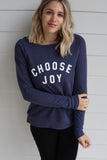 'CHOOSE JOY' Women's French Terry Sweatshirt - Navy