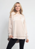 CHOOSE JOY Burnout Hi Lo Crew - Oatmeal