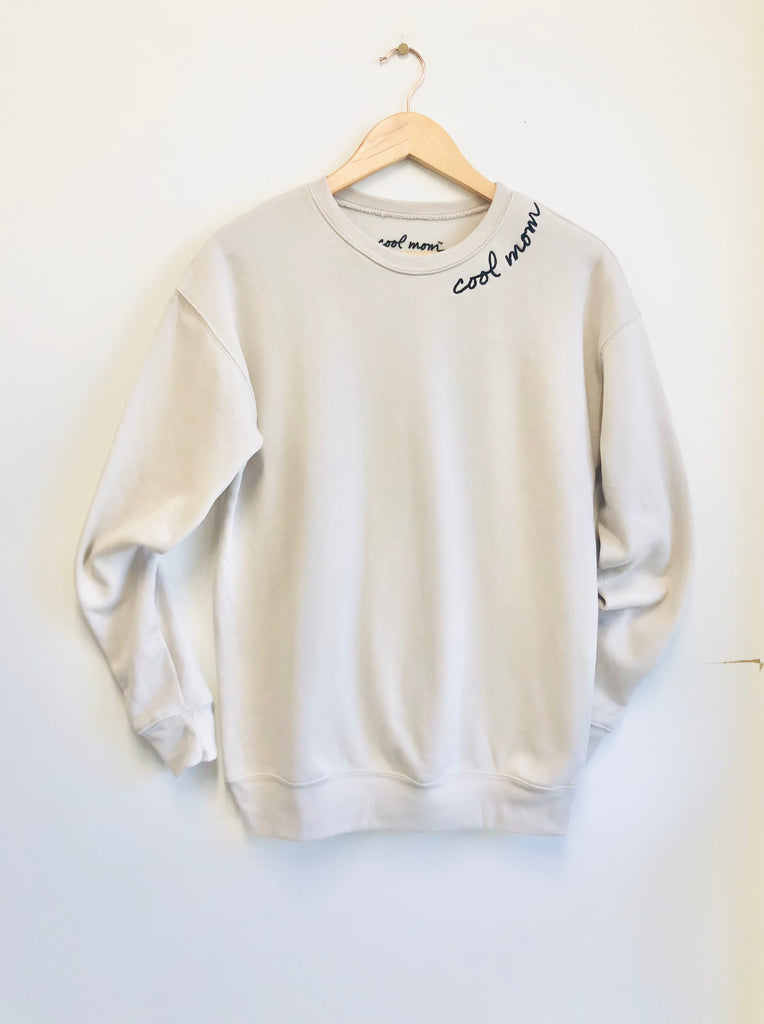 COOL MOM® Embroidered Pullover - Tan with Black