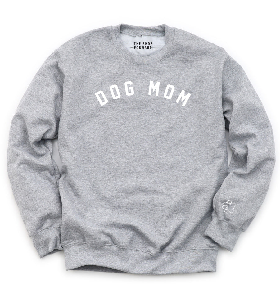 DOG MOM Pullover Sweatshirt - Grey & White