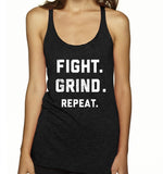 FIGHT. GRIND. REPEAT. Women's Racerback Tank Top - Black