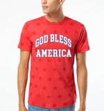 'GOD BLESS AMERICA' Unisex Star Tee - Red