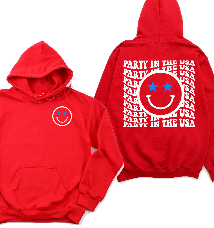 'PARTY IN THE USA' HAPPY FACE UNISEX HOODIE