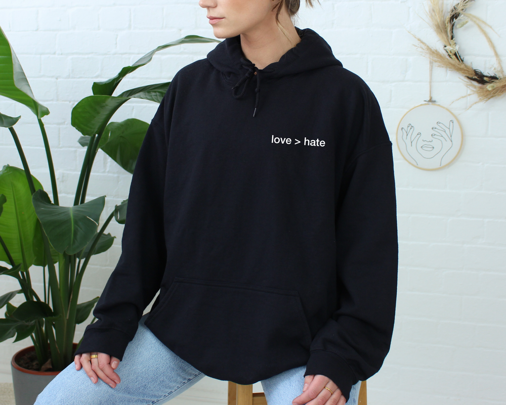 'love > hate' UNISEX HOODIE
