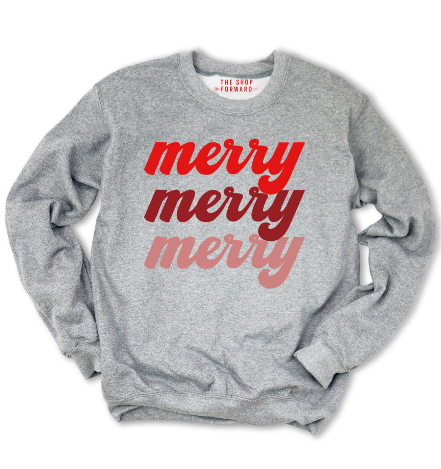 'Merry Merry Merry' Unisex Pullover - Grey