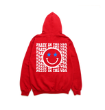 'PARTY IN THE USA' Happy Face Hoodie - Red