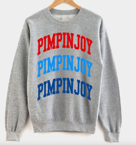 #PIMPINJOY Patriotic Collegiate Repeat Unisex Pullover - Grey