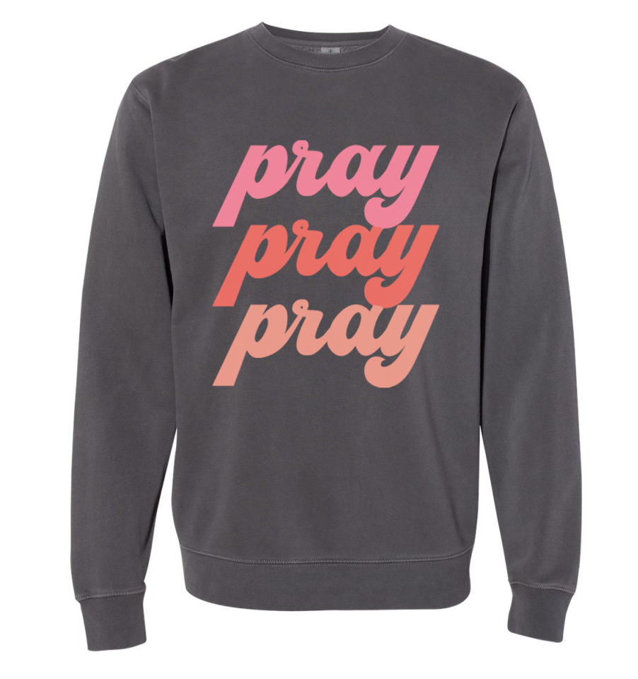 PRAY PRAY PRAY Pigment Dyed Pullover - Faded Black