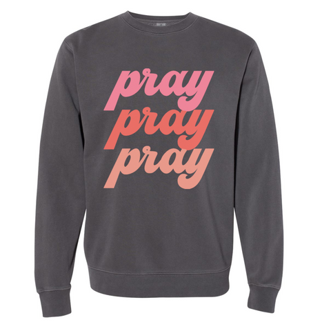 PRAY PRAY PRAY Pigment Dyed Pullover - Faded Black