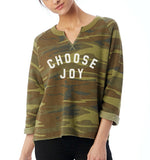 CHOOSE JOY Cropped Camo Sweatshirt