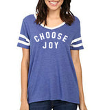 CHOOSE JOY Women's Jersey V-Neck Tee - Royal Blue