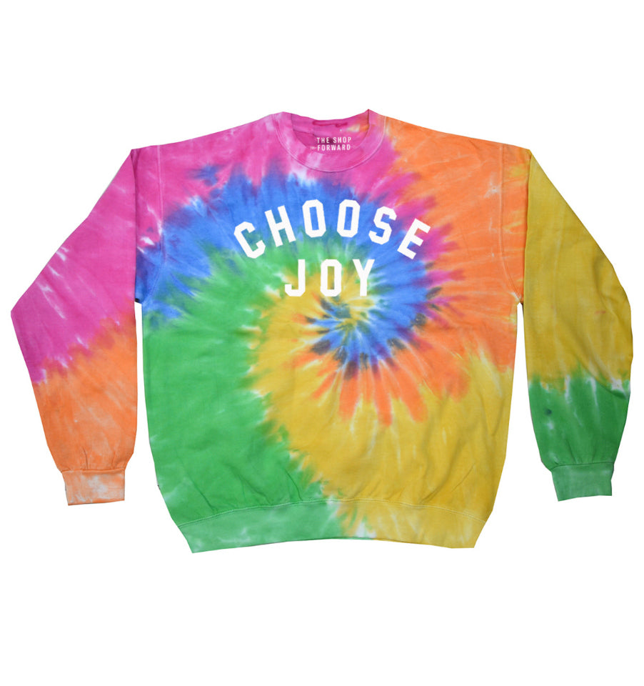 CHOOSE JOY Unisex Faded Neon Tie-Dye Pullover