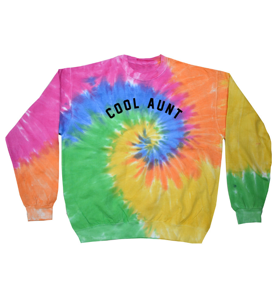 COOL AUNT Faded Neon Tie-Dye Sweatshirt