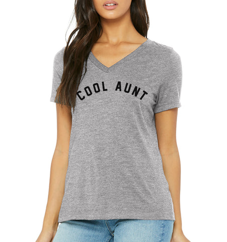COOL AUNT V-Neck T-Shirt - Grey