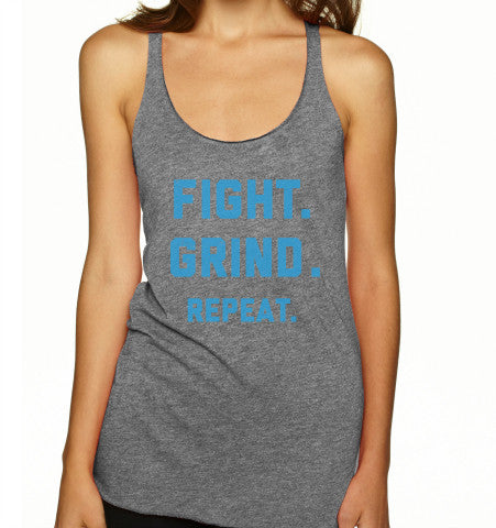 FIGHT. GRIND. REPEAT. Women's Tank - Grey / Neon Blue