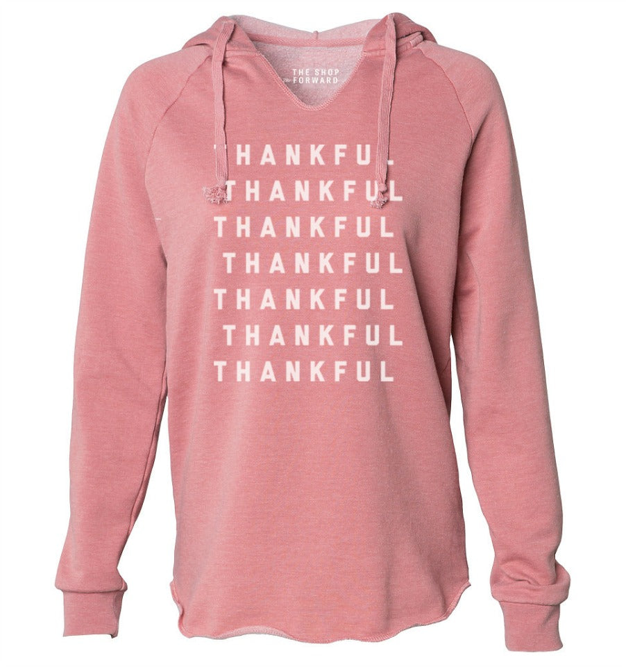 THANKFUL Repeat Hoodie Tunic - Faded Rose