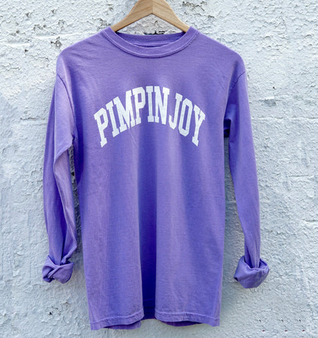 #PIMPINJOY Collegiate Unisex Long Sleeve Tee - Purple