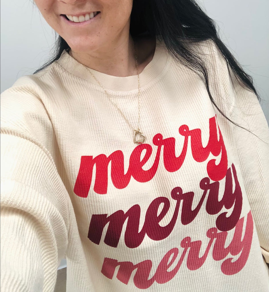 'Merry Merry Merry' Corded Crew