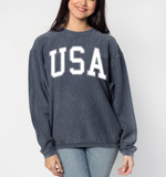 USA Corded Crew Pullover - Navy
