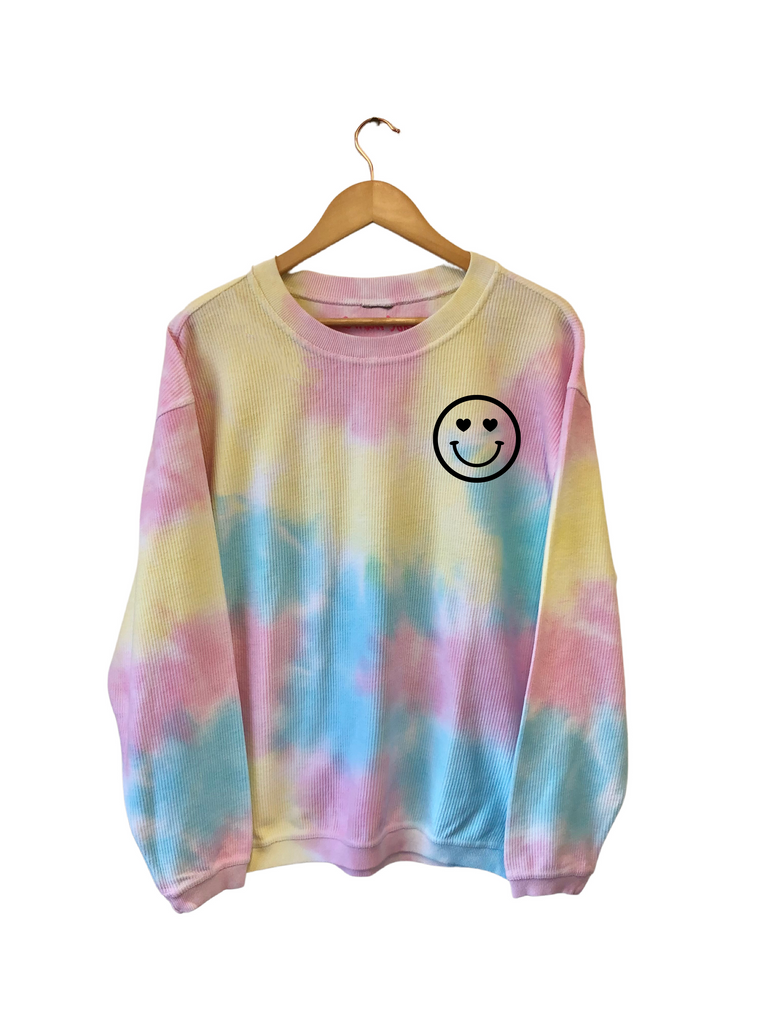 You Are Loved Happy Face Corded - Faded Tie Dye Rainbow