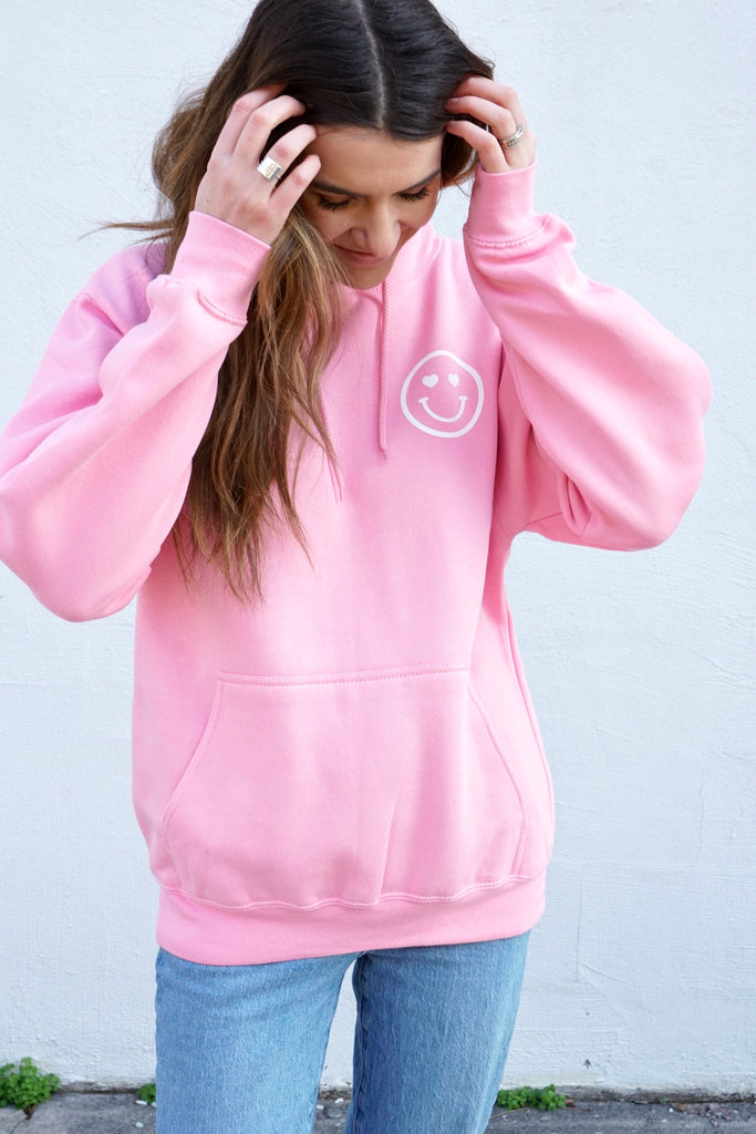 You are Loved' Happy Face Hoodie - Pink – The Shop Forward